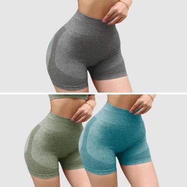 Imagem de Kit 3 Shorts Feminino Fitness Empina Bumbum Academia Lançamento  2025 