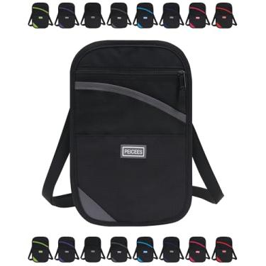 Imagem de Peicees Carteira de pescoço, porta-passaporte com bloqueio RFID, bolsa de viagem fácil de ocultar, Cinza, One Size, Casual
