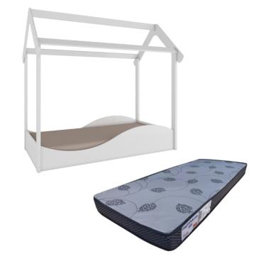 Imagem de Kit Peroba Mini Cama Montessoriana Branco C/ Colchão Incluso