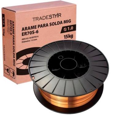 Imagem de Arame Solda Mig Com Gás 1,0Mm Rolo 15Kg Er70S-6 Tradestar