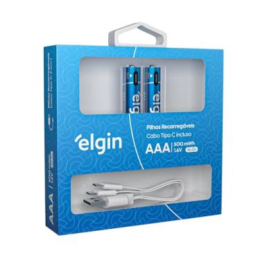 Imagem de Pilha AAA Palito Recarregável Elgin - USB-C Integrado, 2 Unidades