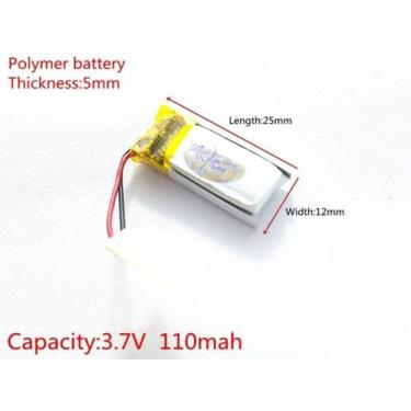 Imagem de Bateria 501225 3,7v 110 Mah 5mm X 12mm X 25mm  C/2 Fios - bgb