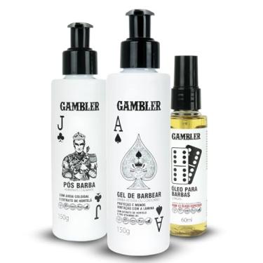 Imagem de Kit Para Barba Masculino, Óleo 60ml + Gel de Barbear 150ml + Pós-barba 150ml, Gambler Kit Vegano e Livre de Parabenos