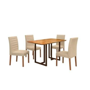 Imagem de Conjunto Ibiza com 4 Cadeiras e Base Goiás BM Tubulares, Cinamomo/Linh