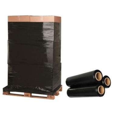 Imagem de kit 4 bobina filme stretch preto 50cm 250 metros 2,5kg - tiger embalag