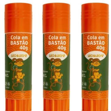 Imagem de Kit 3 Cola Bastão Escolar 40g Leo&Leo Unidades Originais