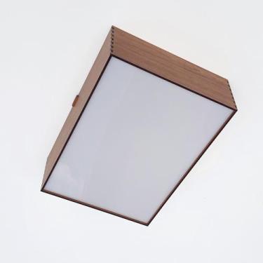 Imagem de Lustre plafon retangular 30cm 1 lâmpada - Fábrica de Utilidades, Nogal