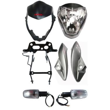 Imagem de Farol Cb 300 Frontal Logo Vermelho + Aranha + Pisca Cristal + Bananinh