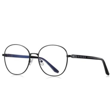 Imagem de Armação de óculos redonda de metal leve para mulheres, armação grande anti-luz azul (5)