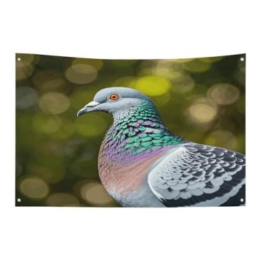 Imagem de Bandeira com quatro furos bandeiras para todos os climas bandeira decorativa impressa em pombo cinza bandeiras de poliéster adequadas para uso interno e externo 89 x 159 centímetros