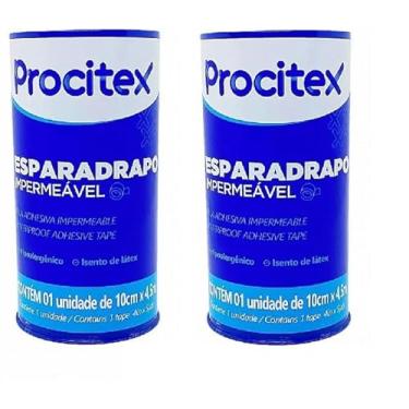 Imagem de 2 Fitas esparadrapo Hipoalérgica Branco Procitexx 10cm X 4,5m - 2 Unidades