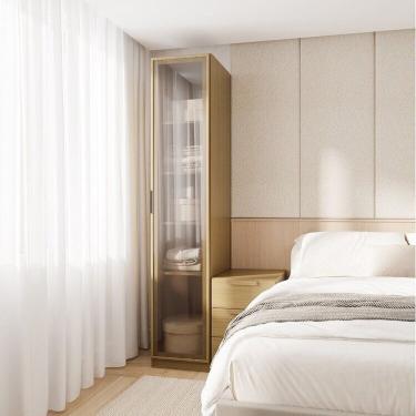 Imagem de Guarda-roupa Modular 40cm 1 Porta Reflecta Com Prateleiras Jade Cabecasa Madeiramadeira Avelã