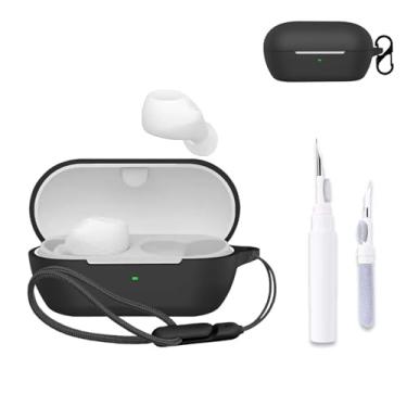 Imagem de Capa para Sony WF-C710N, capa protetora para fone de ouvido NOUKAJU (com mosquetão + cordão + caneta de limpeza) à prova de quedas, à prova de choque, à prova de poeira, capa para Sony WF-C710N (preto