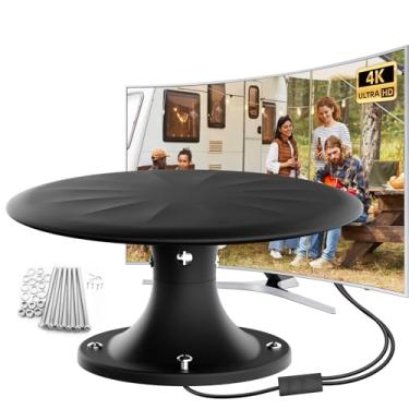 Imagem de Antena de TV externa – Antenas RV para TV digital, Antena de TV RV Amplificada Digital HD TV Antena – para trailer, trailer, caminhão, caravana, barco, cabo coaxial HDTV de 90 m (preto)