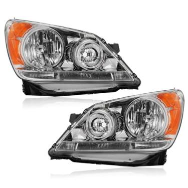 Imagem de Julypanda Faróis de para-choques dianteiros compatíveis com Honda Odyssey 2005-2010 LH+RH kit de substituição de par cromado lâmpada de canto refletor âmbar