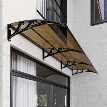 Imagem de Abrigo De Toldo De Dossel De Porta Frontal Marrom, Toldo De Varanda De Pátio Silencioso, Abrigo De Proteção Contra Neve De Chuva Uv, Cobertura De Abrigo De Chuva De Ja, 60x320cm/24"x126"