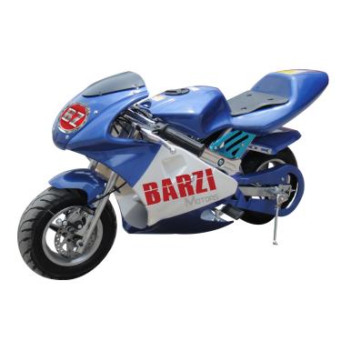 Imagem de Mini Moto 49cc BZ R3 Azul Partida a Corda Reforçada Gasolina com Óleo 2 Tempos BARZI MOTORS