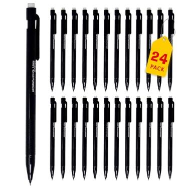 Imagem de Lápis mecânicos de 0,7 mm para desenho, desenho, esboço, caligrafia - barril preto - total de 24 (12 unidades - pacote com 2)