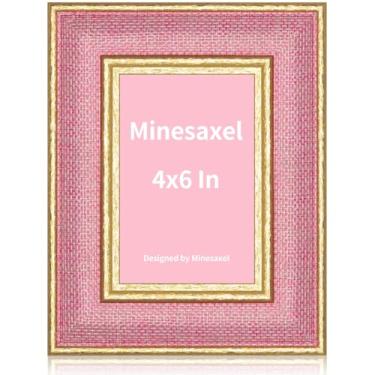 Imagem de Minesaxel Molduras fofas de 10 x 15 cm, vidro real HD, exclusivo, divertido, vintage, 10 x 15 cm, borda dourada com cavalete para mesa e parede, 1 pacote