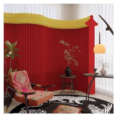 Imagem de Biombos e Divisórias Divisória De Ambiente Dobrável, Painel De Papel, Tela Divisória, Divisória De Parede Retrátil Portátil Para Sala De Estar, Quarto, Escritório, Sem Necessidade De Montagem(Red,200x