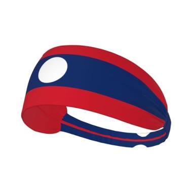 Imagem de Bandanas de corrida com bandeira do Laos para homens e mulheres, faixas esportivas para basquete, tênis, ioga, treino, faixa de cabelo elástica antiderrapante