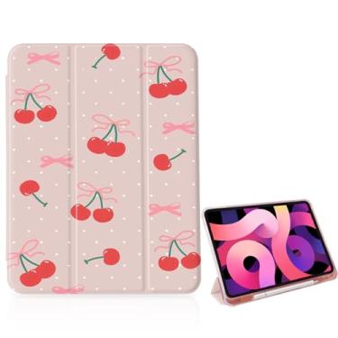 Imagem de Capa feminina rosa Cherry Dot para iPad de 11 polegadas (chip A16) 2025 geração 11ª/iPad 11 polegadas 2022 10ª geração com suporte para lápis e hibernar/despertar automático, capa traseira de TPU