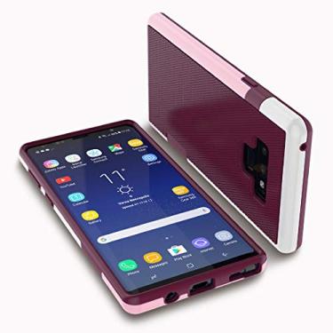 Imagem de Jeylly Capa para Galaxy Note 9, capa para Samsung Note 9 à prova de choque TPU bumper antiderrapante resistente a arranhões PC capa protetora rígida para Samsung Galaxy Note 9 (6,4 polegadas) - Vinho