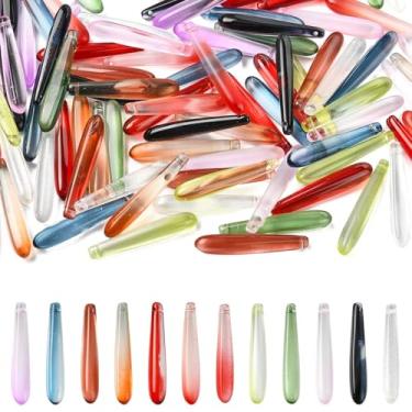 Imagem de UR URLIFEHALL 100 berloques aleatórios de gota longa em forma de gota, pingentes de vidro feitos à mão para pulseira faça você mesmo, colar, joias, artesanato