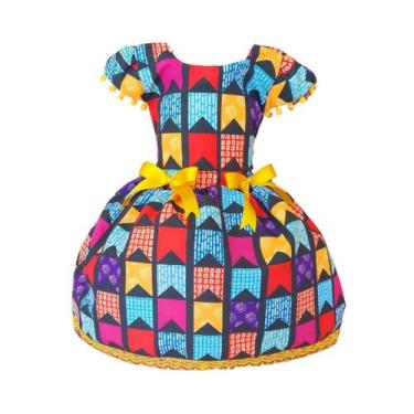 Imagem de Vestido Luxo Temático Infantil Festa Junina São João Quadrilha Xadrez 