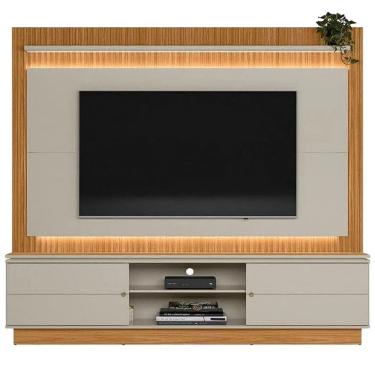 Imagem de Estante Guararapes para TV até 75 Polegadas Ripado com LED 2 Portas Linea Cor Nature Off White