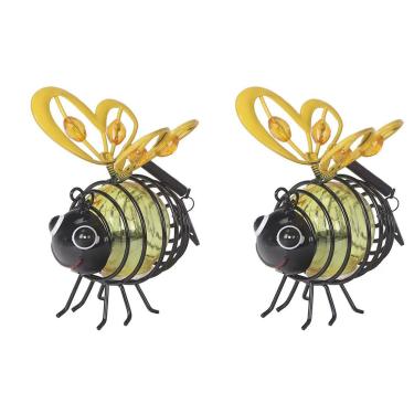 Imagem de HOMIEE Pacote com 2 lâmpadas de abelha penduradas movidas a energia solar, amarelo