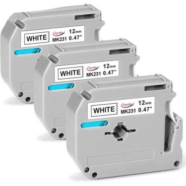 Imagem de 3x Fita para Rotuladora M-K231 12MM X 8MM PRETO/BRANCO - MasterPrint