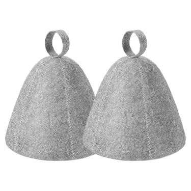 Imagem de 2 peças de chapéu de sauna, chapéus de sauna de feltro para homens e mulheres, proteção contra calor para sauna, banana, sauna a vapor, acessórios de sauna para terapia de quarto quente (cinza)