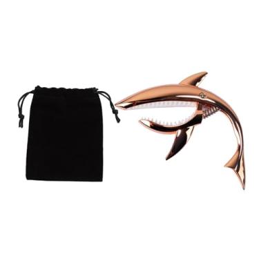 Imagem de YIJU Capotraste Shark para guitarra, portátil, acessório para guitarra, capotraste de mola de liga de zinco, para violões clássicos, bandolim, baixo, Rosa Ouro