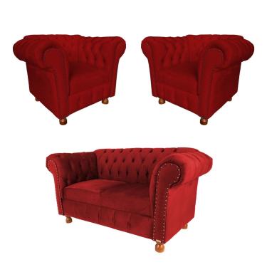 Imagem de Uma Namoradeira 1,60cm + Duas Poltronas Chesterfield Luiz xv