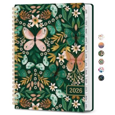 Imagem de Agenda 2026, agenda de planejamento semanal e mensal para mulheres, janeiro de 2026 a dezembro de 2026, livro de agenda de planejamento de capa dura com abas, encadernação em espiral, bolso interno