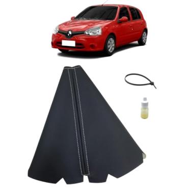 Imagem de Forração Coifa Courvin Alavanca Câmbio Manual Compatível Com Clio Campus Get-up 2005 Á 2013 (PRETO - COSTURA PRATA)