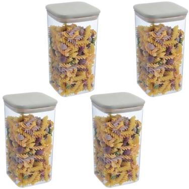 Imagem de Kit 4 Pote Hermético Acrilico Empilhável P/ Mantimentos Cozinha 1300ml