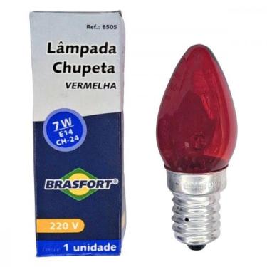 Imagem de Lampada Chupeta Brasfort 7Wx220V. E14 Vermelha - Kit C/25 Pecas, 220V