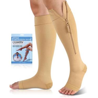 Imagem de Meias de compressão CASMON Zipper 15-20mmHg para mulheres e homens