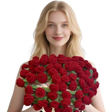 Imagem de Cobertor de buquê de rosas de crochê para namorada, cobertor feito à mão, macio e leve, surpresa, romântico, cobertores, presentes para o dia das mães, aniversário, decoração de casa, 52 flores 119 cm