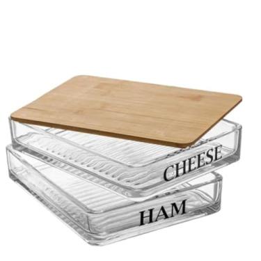 Imagem de Porta Frios de Vidro com Tampa de Bambu 20x15x8cm