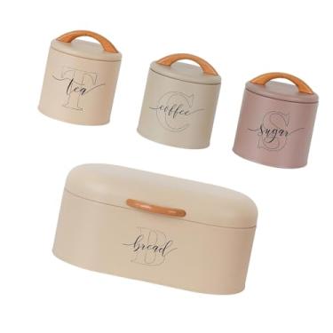 Imagem de SiaBiced 4 peças de recipientes para chá e café com açúcar, recipientes de metal resistentes e multifuncionais, conjunto elegante de caixa de pão para