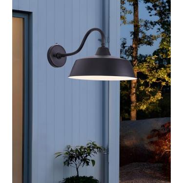 Imagem de Arandelas de parede externas do crepúsculo ao amanhecer de 33 cm, luz de celeiro de pescoço de ganso para casa de fazenda, luminária vintage preta fosca para montagem na parede externa, antiferrugem