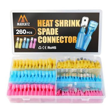 Imagem de MADCATZ 260 peças de conectores de fio termorretrátil, kit de terminais elétricos à prova d'água marítimos automotivos, variedade de conectores de crimpagem, emendas de forquilha de anel