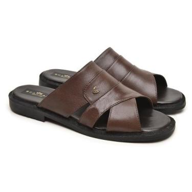 Imagem de Chinelo de Couro Masculino Pelica Scarpazi 011, 40, Café
