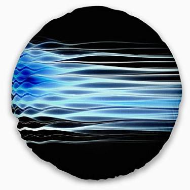 Imagem de Design azul claro fractal ondas abstratas sala de estar redonda, sofá, almofada de alta qualidade + capa de almofada impressa em ambos os lados 40 cm