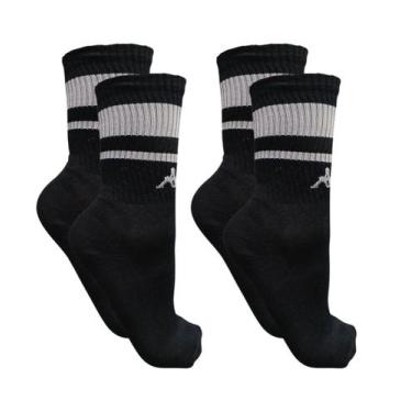 Imagem de Kit 2 pares meia esportiva cano longo com faixa kappa - tam 34-39, Pre