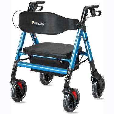 Imagem de Rollator Walker FlyingJoy Heavy-Duty com assento 10,8 kg azul