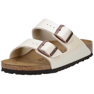 Imagem de Sandália de couro unissex Birkenstock Arizona, White (Graceful Pearl White), 10-10.5 Narrow